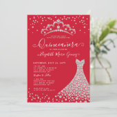 ブルガンディダイヤモンドスパークルティアラガウンキンセアニェラ 招待状 (スタンド正面)