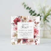 ブルガンディダスティピンク秋フローラブライダルシャワー 招待状 (スタンド正面)