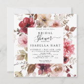 ブルガンディダスティピンク秋フローラブライダルシャワー 招待状 (正面)
