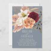 ブルガンディダスティブルーウェディングレセプション招待状 招待状 (正面)