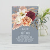 ブルガンディダスティブルーウェディングレセプション招待状 招待状 (スタンド正面)