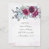 ブルガンディダスティブルーバラフローラ結婚クリスチャン 招待状 (裏面)