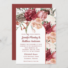 ブルガンディダスティーバラアイボリーピーチ結婚フローラズイン 招待状