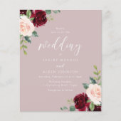 ブルガンディダスティーバラ予算結婚式招待状 (正面)