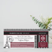 ブルガンディダマスクキンセアニェラパリボーディングパス 招待状 (スタンド正面)