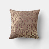 ブルガンディダマスクピンクローズ赤面シークインフェイク金ゴールド クッション (裏面)