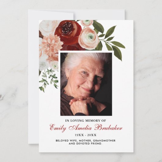 ブルガンディテラコッタフローラ葬儀悔やみや弔慰 サンキューカード (正面)