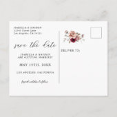 ブルガンディテラコッタ秋フローラ日付を保存 案内ポストカード (裏面)