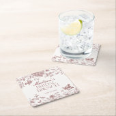 ブルガンディトイレジョイヴィンテージフローラブライダルブランチ スクエアペーパーコースター (インサイチュ)