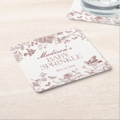 ブルガンディトイレジョイヴィンテージフローラベビー散布機 スクエアペーパーコースター (アングル)