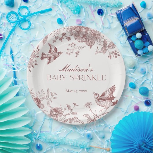 ブルガンディトイレジョイヴィンテージフローラベビー散布機 ペーパープレート (パーティー)