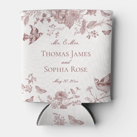 ブルガンディトイレジョイヴィンテージフローラ結婚式の引き出物 缶クーラー (正面)