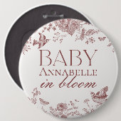 ブルガンディトイレデジュイヴィンテージフローラベビーシャワー 缶バッジ (正面&裏面)
