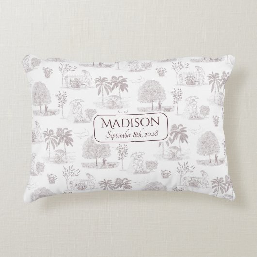 ブルガンディトイレデジュエネーム誕生デートベビー アクセントクッション (正面)