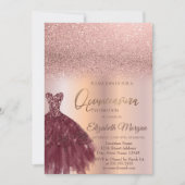 ブルガンディドレスバラ金ゴールドグラデーションキンセアニラ 招待状 (正面)