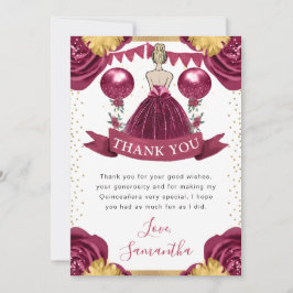 ブルガンディドレスブロンドヘアプリンセスキンセアニェラ サンキューカード