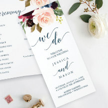 ブルガンディネイビートリフォールド結婚式 プログラム