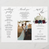 ブルガンディネイビーパンプキントリフォールド結婚式 プログラム チラシ (正面)