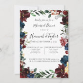 ブルガンディネイビーフローラリハーサルディナー招待状 招待状 (正面)