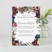 ブルガンディネイビーフローラ婚約パーティ招待状 招待状 (スタンド正面)