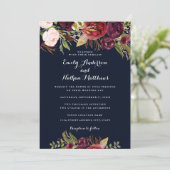 ブルガンディネイビーフローラ春の結婚式招待状 招待状 (スタンド正面)