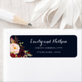 ブルガンディネイビーフローラ秋差出人住所ラベル ラベル (インサイチュ)