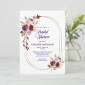 ブルガンディネイビーブルーバラフローラブライダルシャワー 招待状 (スタンド正面)