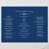 ブルガンディネイビーブルーフローラトリ+フォールド結婚式 プログラム チラシ (裏面)