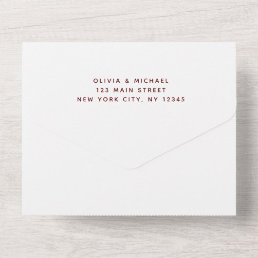 ブルガンディネイビーブルーフローラユーカリプトゥスウェディングRSVP オールインワン招待状 (裏面)