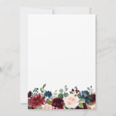 ブルガンディネイビーブルー赤面フラワーズ婚約パーティ 招待状 (裏面)