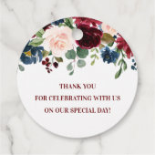 ブルガンディネイビーブルー赤面フローラウォーターカラー結婚ズ フェイバータグ (裏面)