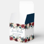 ブルガンディネイビーブルー赤面フローラウォーターカラー結婚ズ フェイバーボックス (オープン)