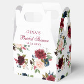 ブルガンディネイビーブルー赤面フローラブライダルシャワーファボ フェイバーボックス (オープン)