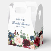 ブルガンディネイビーブルー赤面フローラブライダルシューウェ フェイバーボックス (オープン)