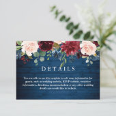 ブルガンディネイビーブルー赤面フローラ結婚ズ詳細 エンクロージャーカード (スタンド正面)