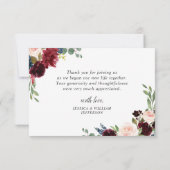 ブルガンディネイビーブルー赤面フローラ サンキューカード (裏面)