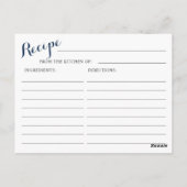 ブルガンディネイビーブルー赤面ブライダルシャワーレシピカード ポストカード (裏面)