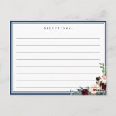 ブルガンディネイビーブルー赤面ブライダルシャワーレシピカード ポストカード (裏面)