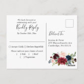 ブルガンディネイビーブルー赤面水彩結婚式RSVP ポストカード (裏面)