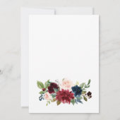 ブルガンディネイビーブルー赤面素朴フローラ結婚ズ セーブザデート (裏面)