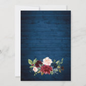 ブルガンディネイビーブルー赤面素朴フローラ結婚ズ セーブザデート (裏面)