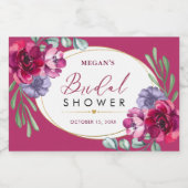 ブルガンディネイビーブルー開花ブライダルシャワーミニボトル スパークリングワインラベル (シングルラベル)