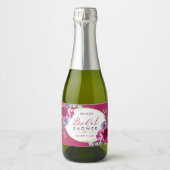 ブルガンディネイビーブルー開花ブライダルシャワーミニボトル スパークリングワインラベル (正面)