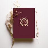 ブルガンディネイビーブルー&アンティーク金ゴールドフローラ結婚ズ 招待状