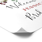 ブルガンディネイビー赤面フローラブライダルシャワー歓迎 ポスター (角)