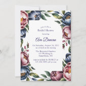 ブルガンディネイビー赤面牡丹ブライダルシャワー 招待状 (正面)