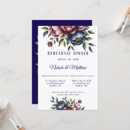 ブルガンディネイビー&赤面牡丹リハーサルディナー 招待状