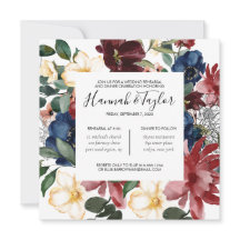 ブルガンディネイヴィーリハーサルディナー招待状