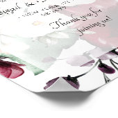 ブルガンディバイオレットピーチ結婚フローラのウェルカムサイン ポスター (角)