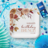 ブルガンディバーンオレンジフローラ誕生日ブランチ ペーパープレート (パーティー)